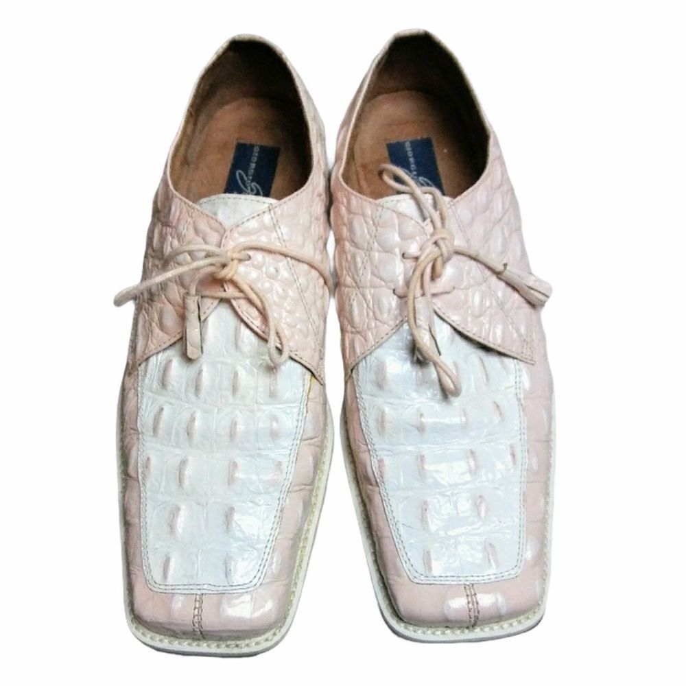 Mens GIORGIO BRUTINI Private Collection White Pink Loafers 9M Genuine Leather